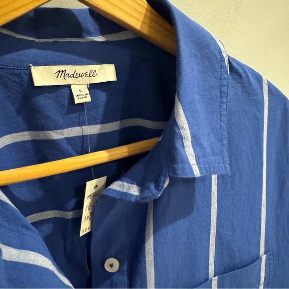 NWT Madewell Oversized Boxy Button-Up Poplin Shirt in Pure Blue, Size S - Picture 8 of 14